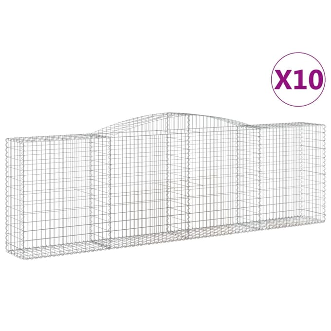 vidaXL - Schanskorven - 10 - st - gewelfd - 400x50x120/140 - cm - ijzer