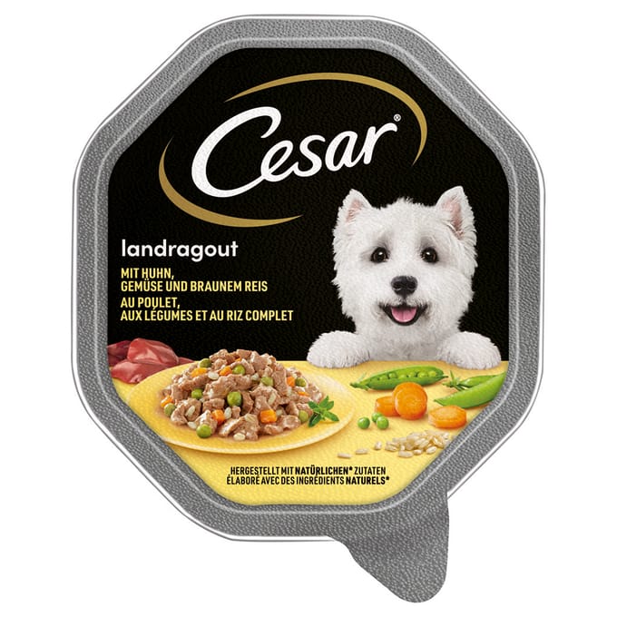 Cesar Multipack Kuipje 14 x 150 g - Landragout met Kip, Groenten & Bruine Rijst