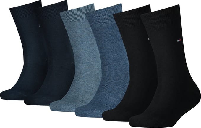 Tommy Hilfiger kids 6P sokken basic blauw & zwart