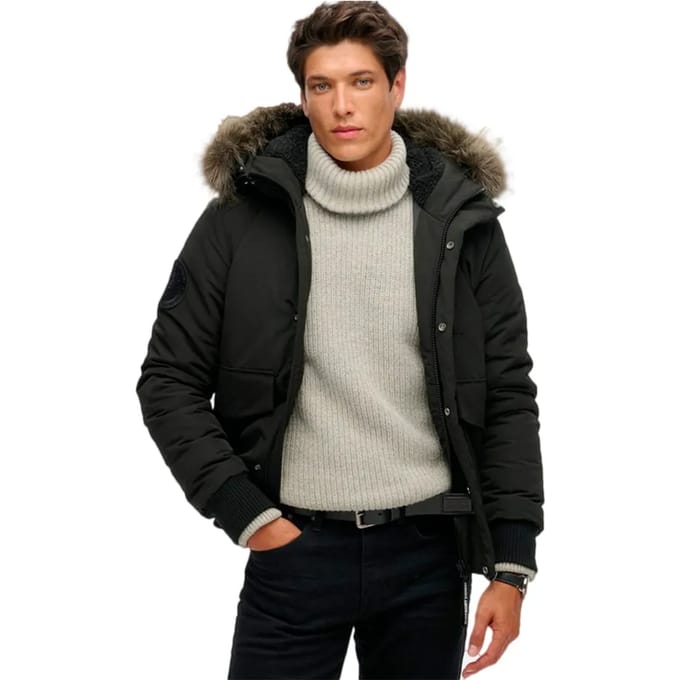 Superdry - Everest pufferbomberjack met capuchon - Heren - Gewatteerde jassen