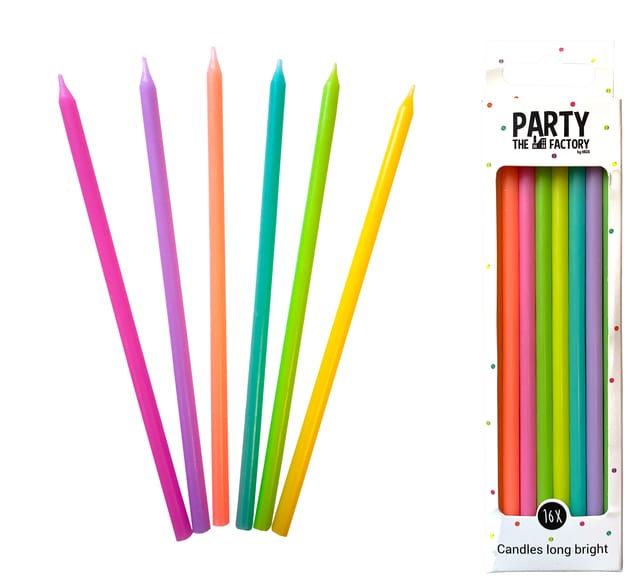 Haza Original Verjaardagskaarsjes Bright 15,5 Cm 16 Stuks
