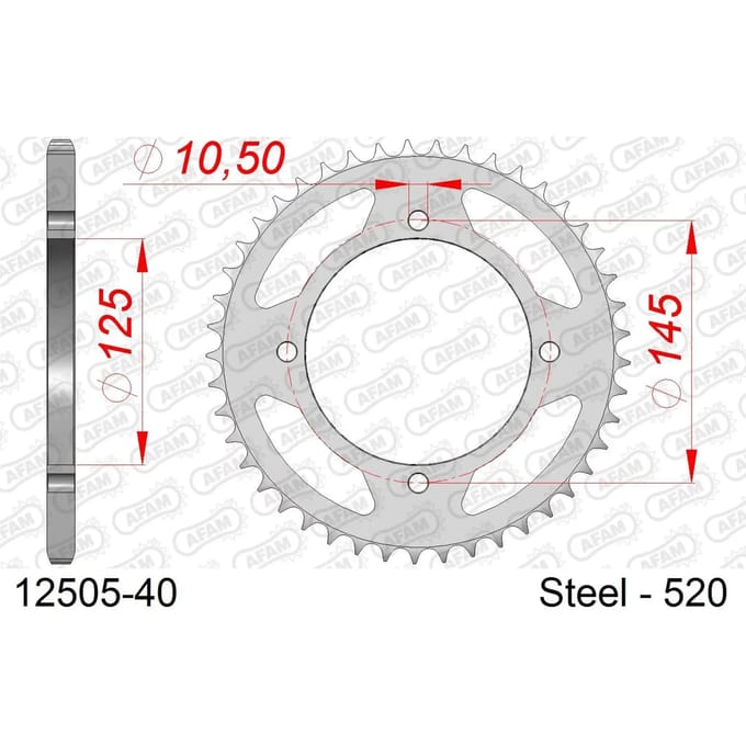 Stalen tandwiel Afam 520 40 dents
