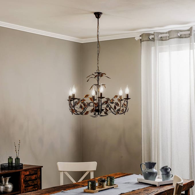 ONLI Kroonluchter Collana metaal 6-lamps brons