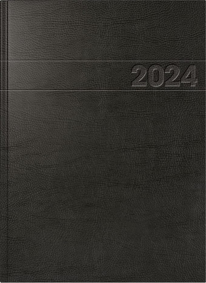 Dagagenda A4 2024 - 1 dag per pagina - zwart