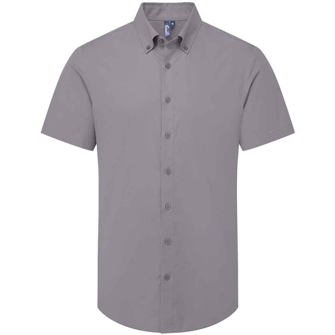 Premier Heren Supreme Oxford overhemd met korte mouwen (Staal)