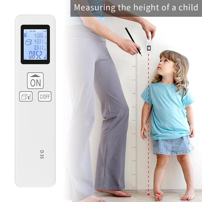 35m Laser Meetlint LCD Digitaal Laser Afstandsmeter Zakformaat Mini Afstandsmeter Afstand/ Oppervlakte/ wit