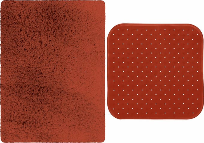 MSV Douche anti-slip/droogloop matten - Venice badkamer set - rubber/microvezel - terracotta