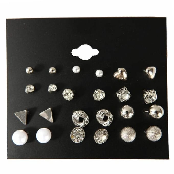 Fako Bijoux® - Oorbellen - Zilverkleurig - Set - 12 Paar