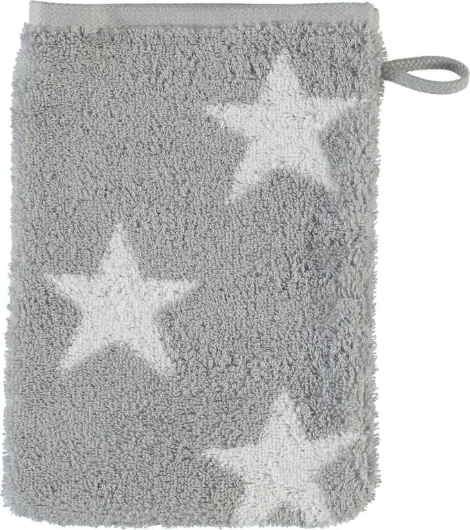 Cawö Stars Washandje - Zilver - 16x22