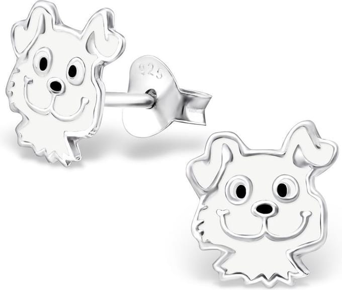Princess Oorbellen Hondje - 925 Zilver E-Coating - Dier - 9x8mm