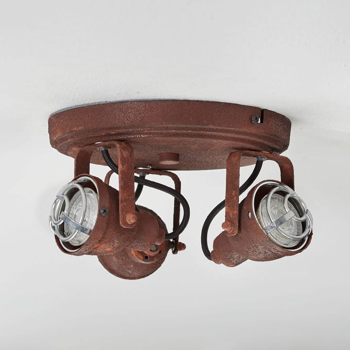Brilliant Plafondlamp Bente roest rond met 3 lampjes