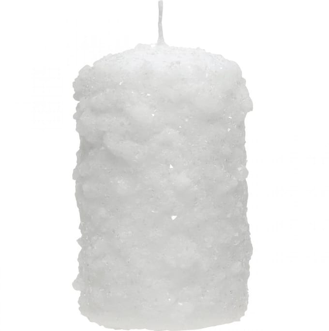 Adventskaarsenset, sneeuwbalmotief, wit – stompkaarsen 100/60mm voor a