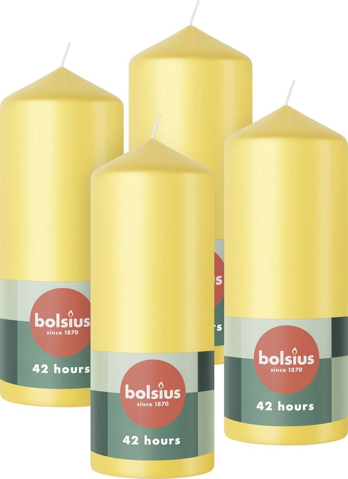 Bolsius - Gladde Stompkaarsen - 15cm - 4 stuks - Geel