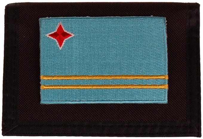 Portemonnee zwart 14x10cm - Vlag Aruba - 8x6cm