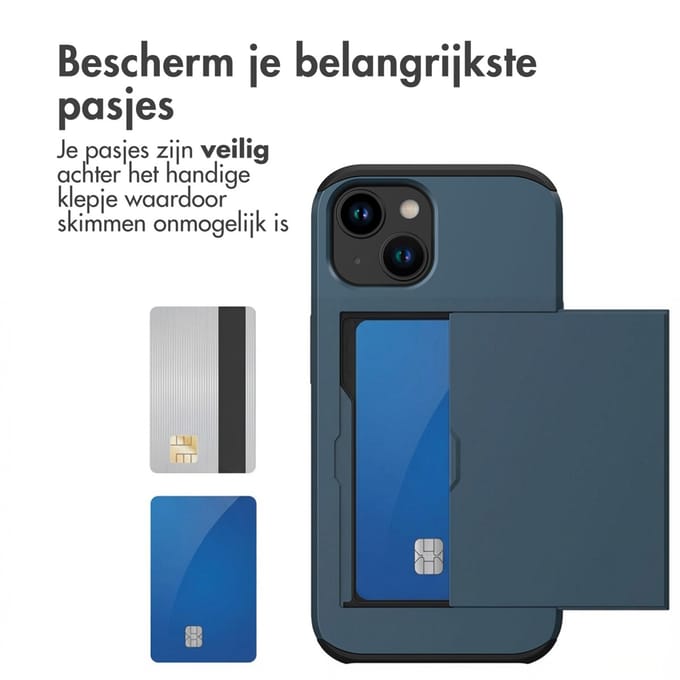 imoshion Hoesje met Pasjeshouder - Geschikt voor Apple iPhone 15 - Donkerblauw