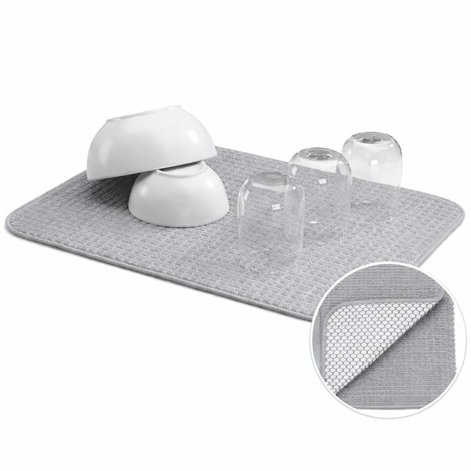 Keuken Droogmat, Polyester, Grijs, 50 mm X 38 mm