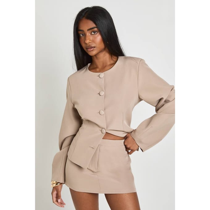 boohoo Dames Getailleerde Micro Mini Rok | Mushroom | Maat: 12