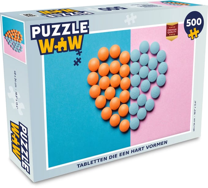 Puzzel Hart - Tabletten - Pastel - Legpuzzel - Puzzel 500 stukjes