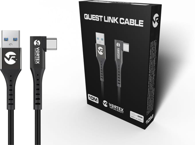 VORTEX VR 10 m USB-A naar Meta Quest Link-kabel voor Quest 3 / Quest 3S / Quest 2 – 5 Gbps USB 3.2 PC-VR-data- en oplaadkabel