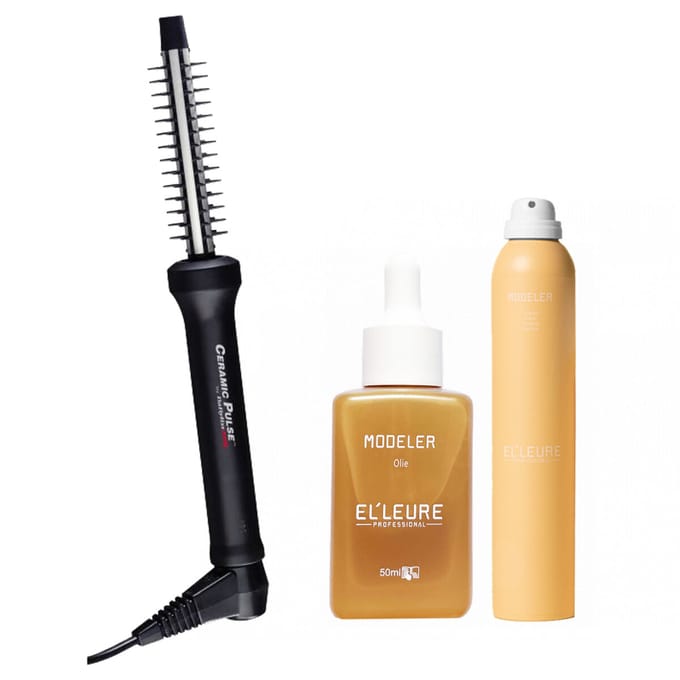Babyliss PRO Krulborstel Ceramic 13 mm + Elleure Modeler Olie 50ml + Haarlak 300ml
