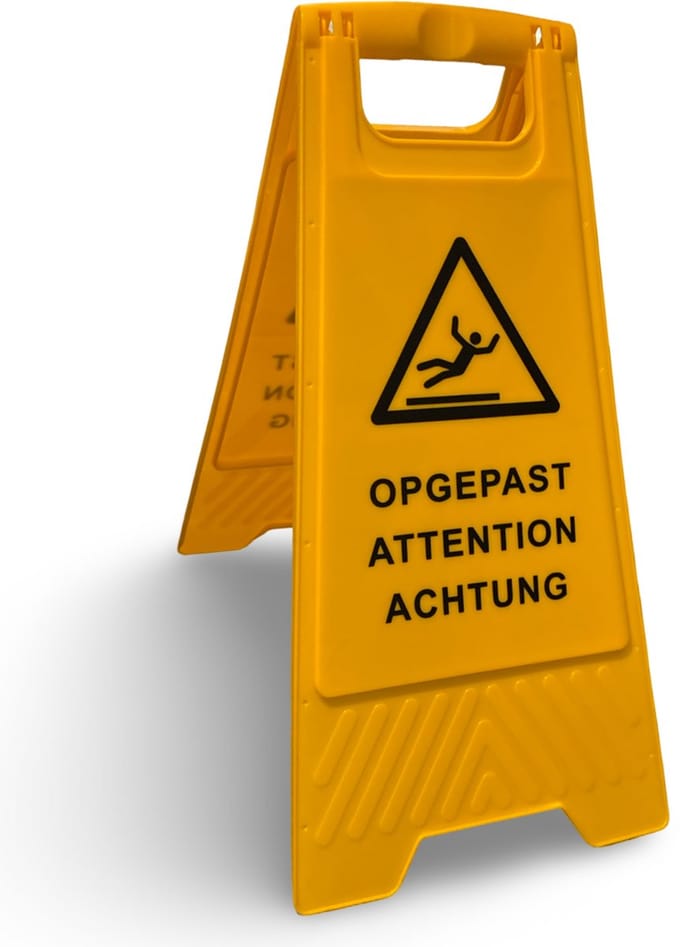 Axiom Pronet waarschuwingsbord gladde vloer - 4 talig - uitklapbaar -