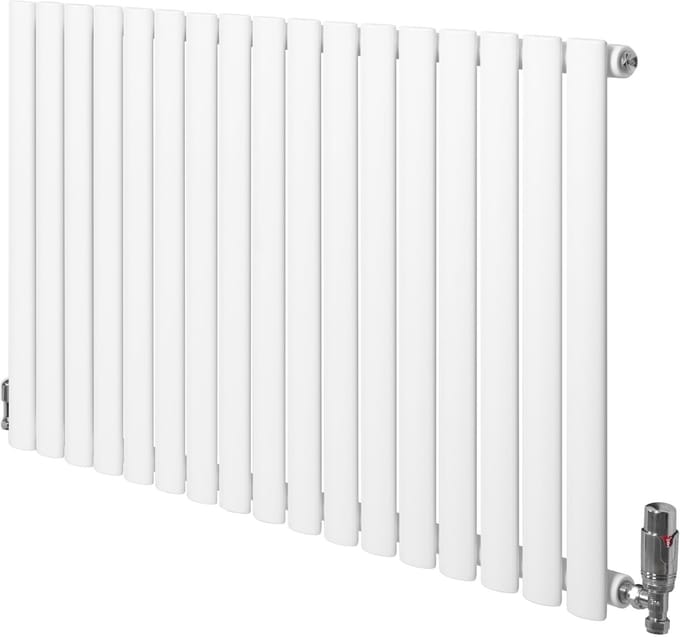 Ovale radiator 1 kolom - 600x1020 mm - wit - thermostaatkraan