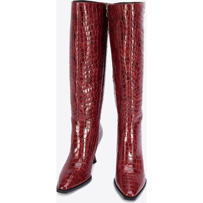 Wittchen Dames lakleren croco hoge hak laarzen, bordeauxrood, natuurlijk leer