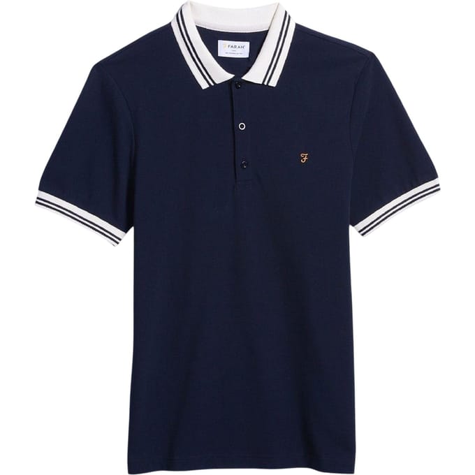 Farah Heren Regular Poloshirt met Korte Mouwen (Echte marine)