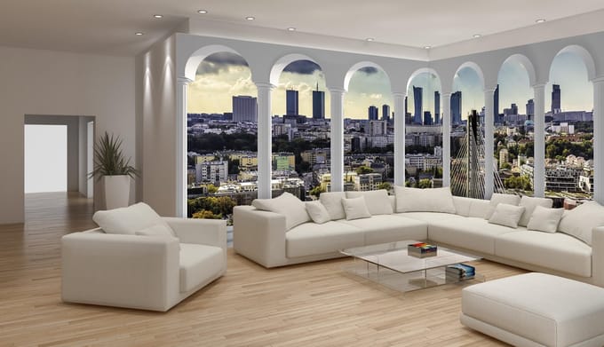 Fotobehang Vlies Steden | Grijs | GROOT 832x254cm
