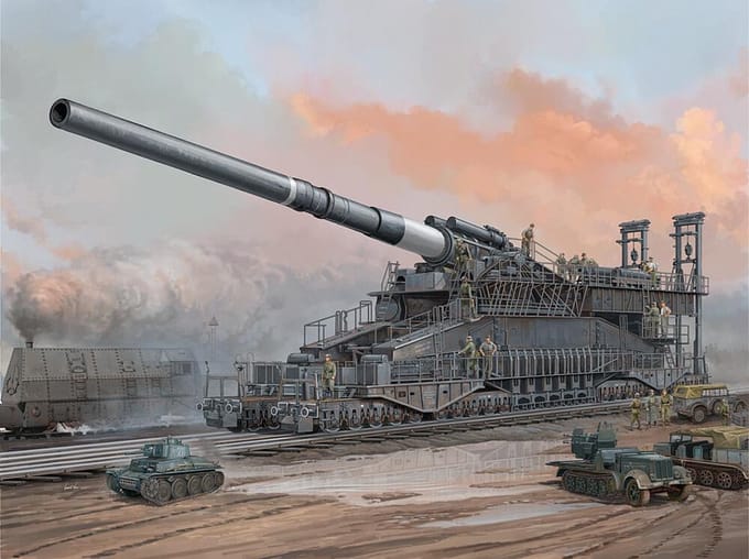 HobbyBoss Modelbouwpakket Militaire voertuigen - 82911 German 80cm K(E) Railway Gun - Dora Plastic - 1:72 - Modelbouw