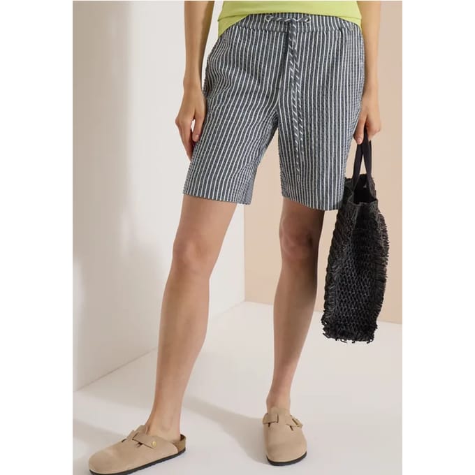 Shorts met Wide Leg pijpen van seersucker