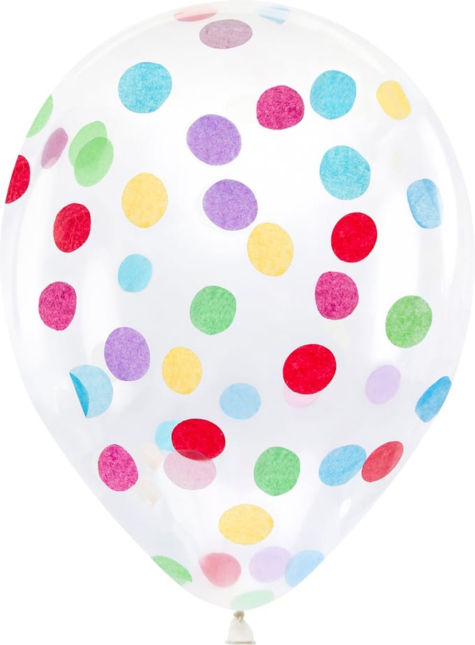 PARTYDECO - 6 doorzichtige latex confetti ballonnen