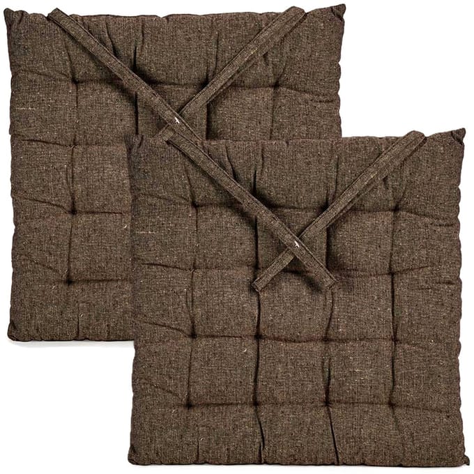 Giftdecor Stoelkussen Decorama - 2x - binnen/buiten - bruin - 40 x 40 x 5 cm - polyester