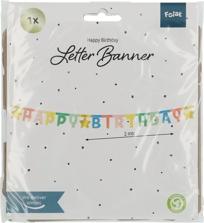 Folat - Letterslinger Happy Birthday Retro - 1,6 meter