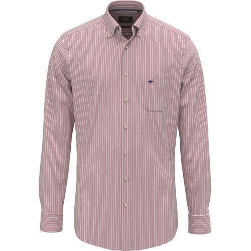 Fynch-Hatton Overhemd Washed Oxford Fine Stripe Cranberry Red / male