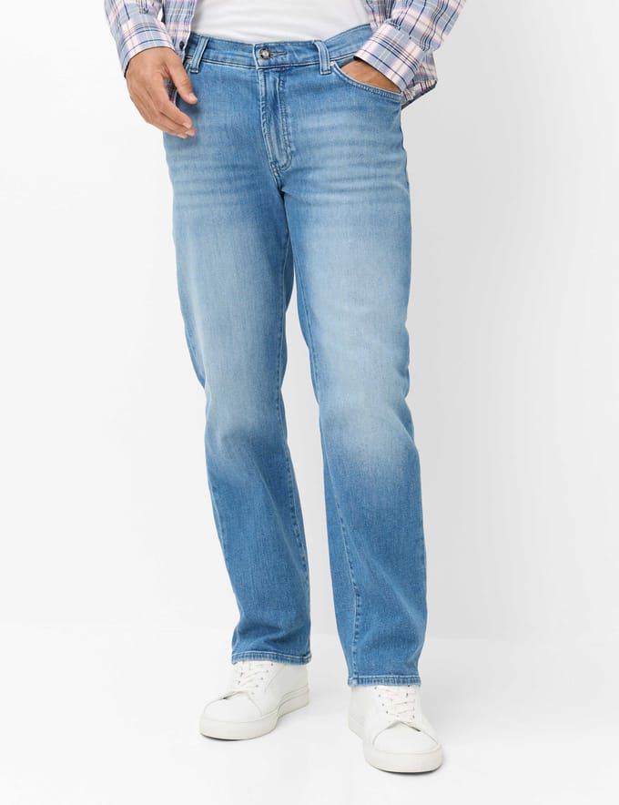 Brax Heren Jeans  Style CLINT BROKEN SPIRIT USED, denim lichtblauw, maat 40/34