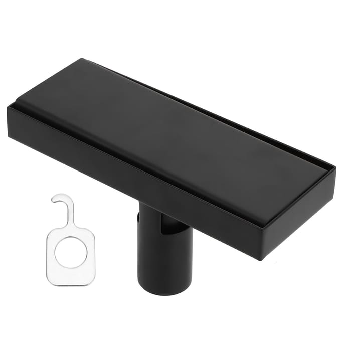 20cm Verborgen Vloerafvoer 304 Roestvrij Staal Douchevloerafvoer met Tegelinzet Verwijderbaar Deksel black
