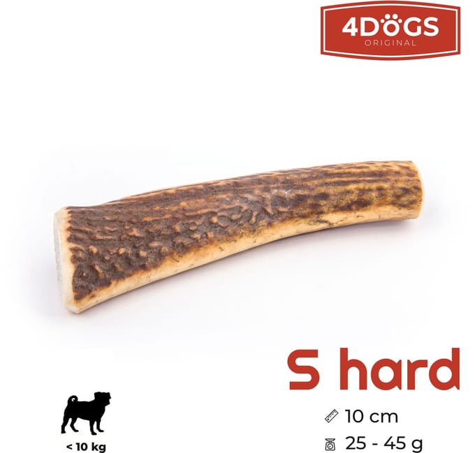 4DOGS – Kauwspeelgoed van hertengewei R-Line – Maat S – Hard – Natuurlijk
