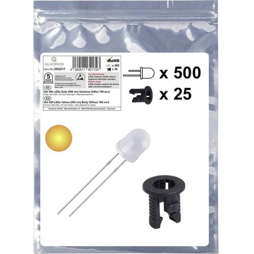 Quadrios 25O217 LED-assortiment Geel Rond 5 mm 700 mcd 20 mA 2.0 V