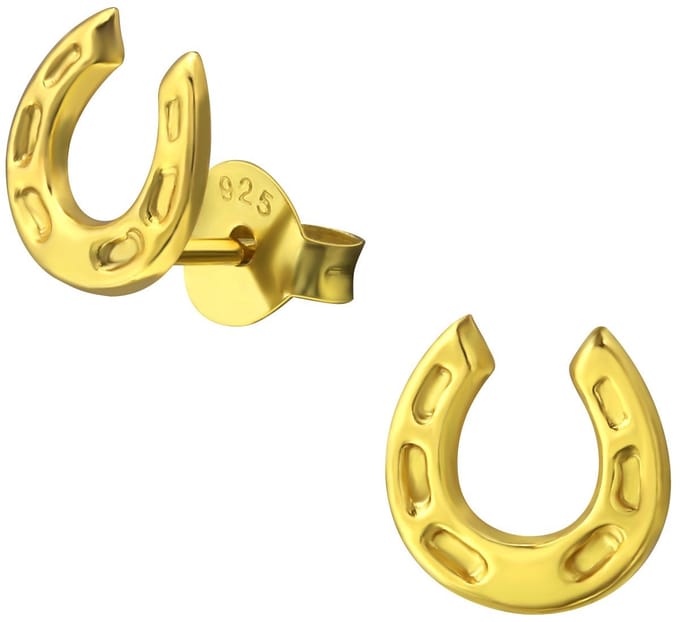 Joy|S - Zilveren hoefijzer oorbellen - 7 mm - gold plated
