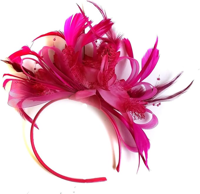 Fuchsia Roze Haaraccessoire Feest Hoofdband met Veren Dames | Bruiloft en Races