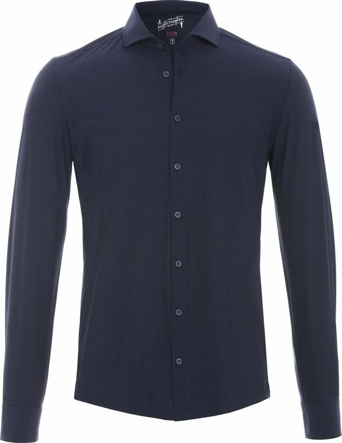 Pure H.Tico The Functional Shirt Donkerblauw (navy) - Maat 40 - Heren - Overhemden Casual