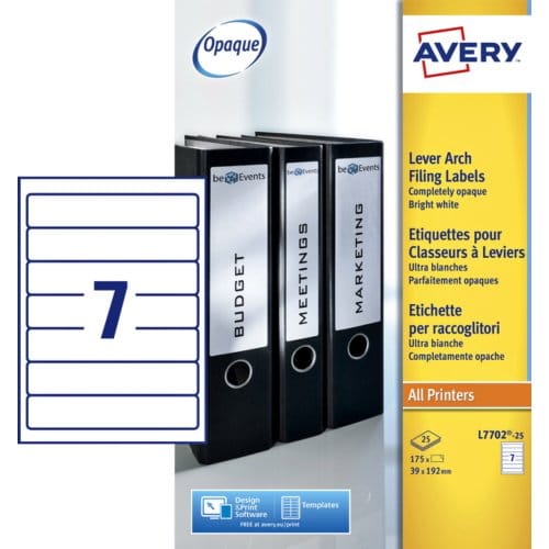 Rückenetikett Avery schmal 39x192mm selbstklebend weiß 25 Blatt