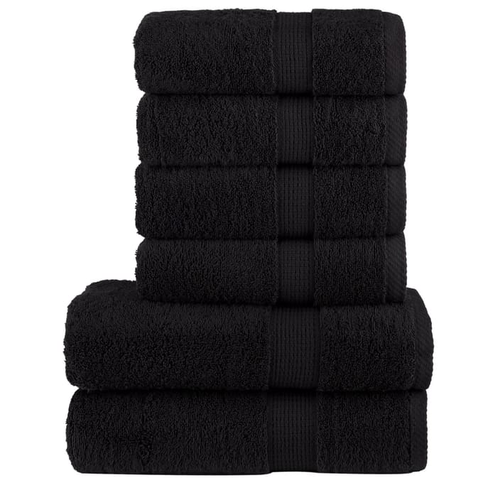 vidaXL - 6-delige - Handdoekenset - SOLUND - 600 - g/m² - zwart