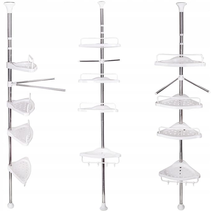 BK - Telescoop Hoekplank voor Douche - Kunststof - Wit - 254-320 cm