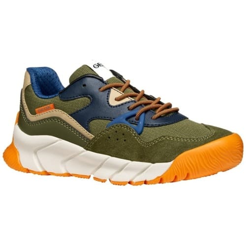 GEOX FLEXYPER PRO JONGENS Sneakers - MILITAIR GROEN/ORANJE - Maat 36