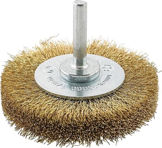 Roterende staaldraadborstel Messingdraad gegolfd 60mm FORMAT