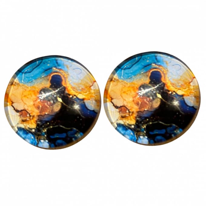 Clip oorbellen Vamos 2 cm zwart blauw