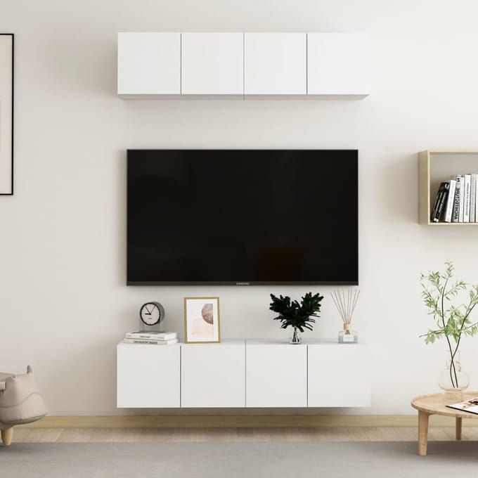 vidaXL - Tv-meubelen - 4 - st - 60x30x30 - cm - bewerkt - hout - wit