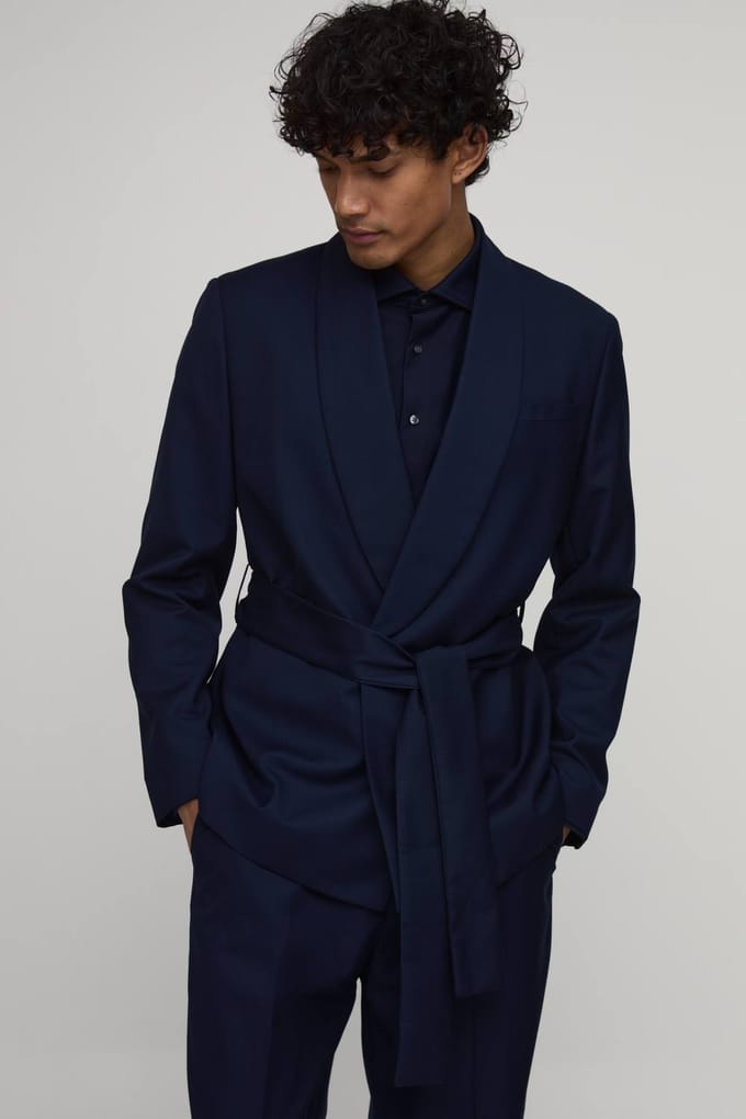 Relaxed Fit Getailleerde Smoking Jacket | Navy | Size 42